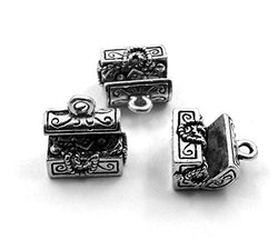 Set of Three (3) Silver Tone Pewter Treasure Chest Charms