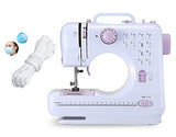 Portable Sewing Machine for Adult Beginners Electric Household Mini Sewing Machine Tool, 12 Built-in Stitches, 2 Speeds Double Thread, LED Light, Thread Cutter and Foot Pedal Included for DIYer