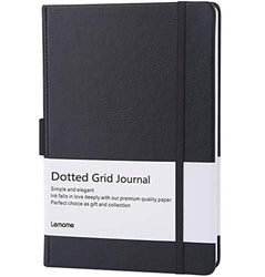 Dotted Bullet Notebook with Pen Loop - Elegant Black Leather Notebook with Premium Thick Paper (A5) - Lemome Best Gift for You