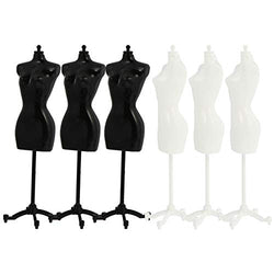 EXCEART 6PCS Doll Dress Form Tiny Doll Dress Body Manikin with Base Stand Garment Skirt Display Support Female Mannequin Torso for Children Kids