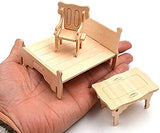 Dollhouse Furniture - Laser Cut Handmade Wooden 3D Puzzle Miniature Dolls House Kit House Furniture Set - 34 Pieces