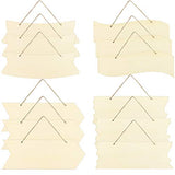BILLIOTEAM 12 Pack Unfinished Hanging Wood Plaque,Blank Hanging Decorative Wooden Signs Slices Banners with Jute Rope for DIY Craft,Pyrography,Painting,Writing,Christmas Home Decoration(4 Design)