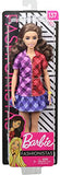 Barbie Fashionistas Doll with Long Brunette Hair Wearing Color-Blocked Plaid Dress and Accessories, for 3 to 8 Year Olds 