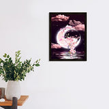 WHATWEARS 5D Diamond Painting Kit DIY Moon Full Drill Diamond Art Paintings for Adults Kids Moonnight Gem Painting with Diamonds Dots Crystal Pictures Craft for Home Wall Decor Gift 11.8x15.7inch