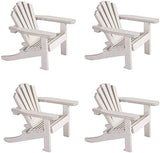 Wood Adirondack Miniature Chair - Wedding Cake Topper Mini Doll Furniture Top Decoration Favor Beach Theme, Great for Dollhouse (White, 4 Pack)