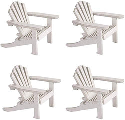 Wood Adirondack Miniature Chair - Wedding Cake Topper Mini Doll Furniture Top Decoration Favor Beach Theme, Great for Dollhouse (White, 4 Pack)