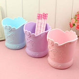 Lannmart Cute Cartoon Bow Pen Holder Candy Color Kawaii Pink Pencil Organizer Box Stand Container