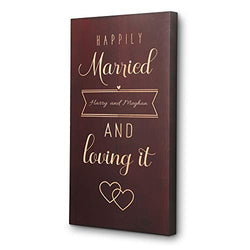Things Remembered Personalized Happily Married Wood Wall Art with Engraving Included
