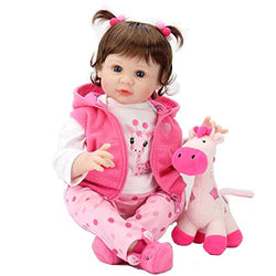 Aori Reborn Baby Dolls 22 Inch Weighted Reborn Girl Doll with Pink Clothes and Deer Toy Accessories