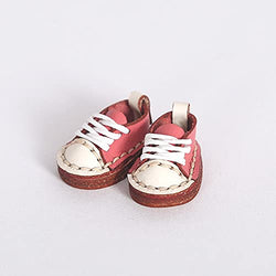 XiDonDon BJD Doll Shoes Low-top Handmade Leather Shoes for OB11,Body9,GSC,1/12bjd Doll Accessories (Pink)