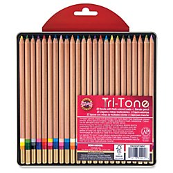 Koh-I-Noor Tri-Tone Multi-colored Pencils - Assorted Lead - 24 / Set