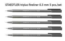 Staedtler Triplus Fineliner Pens gray color 5 Pcs./Pack