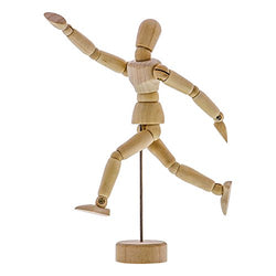 US Art Supply Wood Artist Drawing Manikin Articulated Mannequin with Base and Flexible Body -
