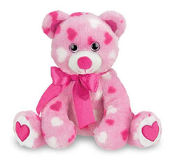 Bearington Sweetheart Pink Plush Stuffed Animal Teddy Bear with Hearts, 8.5 inches