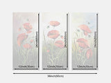 Noah Art-Modern Flower Art, Red Poppies Spring Flowers Picture 100% Hand Painted Flower Oil Paintings on Canvas Wall Art, 3 Piece Framed Floral Paintings for Bedrooms Wall Decor, 12x24inch x 3