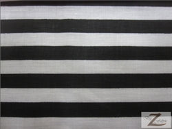 1-Inch Stripe Poly/Cotton Fabric By The Yard, 60-Inch Wide, Black And White.