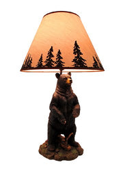 Standing Grizzly Bear Table Lamp w/Silhouette Shade