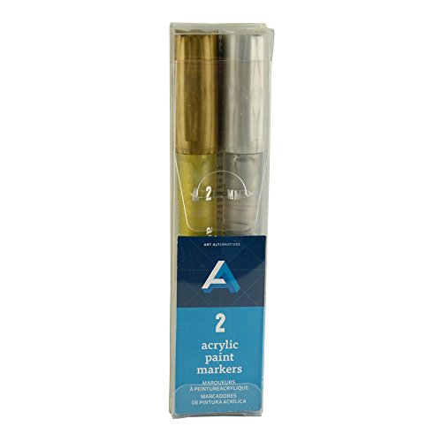 Aa Acrylic Marker 2Mm Silver And Gold Pk/2