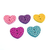 RayLineDo Pack of 100pcs Buttons Mixed Color Heart Shaped 2 Holes Wooden Dot Buttons for Sewing and