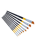 MEEDEN Angular Paint Brushes Set for Oil Acrylics Watercolor and Gouache Color Painting, 9-Piece