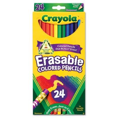 Crayola Short Erasable Colored Pencil, 24 per pack -- 24 per case.