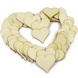 Akusety 2-Inch Unfinished Wooden Heart Blank Wood Cutout Heart Slices Discs DIY Crafts - Bag of 100