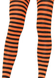 Leg Avenue Women's Nylon Striped Tights, Black/orange, One Size