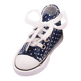 kowaku 2 Pairs 7.5cm Fashion Dotted High Top Lace up Canvas Shoes Casual Sneakers for 1/3 Scale Ball Jointed Dolls - Dark Blue + White