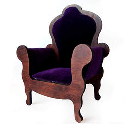 Miniature Dollhouse Throne Chair. 1:6 scale Velvet Handmade Wooden Furniture