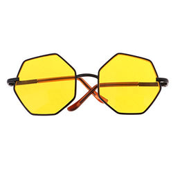 MagiDeal Fashionable Hexagon Black Frame Glasses Yellow Lens Sunglasses for 20-25cm BJD Dolls