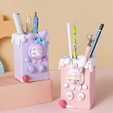 Rosechen Bunny Desk Pencil Holder for Kids, Cute Pen Organizer Container for boys and girls, Stationery Makeup Brush Storage for Home Decor School Classroom(Pink)