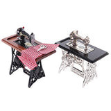 2PCS 1:12 Dollhouse Mini Furniture Sewing Machine with Scissors for Doll House Decor Retro Furniture Doll Home Life Scene Ornament Kid Pretend Toys