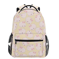 Oarencol Cute Pink Bunny Orange Peach Lovely Rabbit Cartoon Animal Backpacks Bookbags Daypack Travel School College Bag for Womens Girls Mens Boys Teens