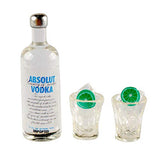 NWFashion Miniature 1:12 Scale Vodka Drink Bottle+Cup for Dollhouse Scenery Accessories Furniture (3set)