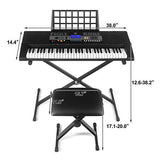 61 Key Portable Electronic Keyboard Piano Keyboard with LCD Screen，Headphones, Microphone, Piano Stand, Stool
