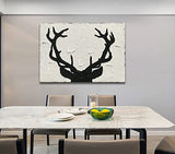 NANKAI Hand-Painted Deer Antler Abstract Painting Large Black and White Art on Canvas Black and White Minimalist Wall Art 28x40 inch large wall Art Contemporary Abstract Wall Decor Home Decor Wall Ready to Hang
