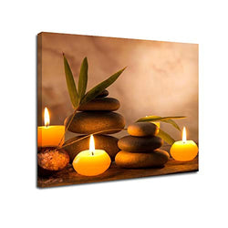 Aromatic Candles and Zen Stones Canvas Wall Art-Inner Framed Oil Paintings Printed on Canvas Modern Artwork for Home Decorations and Easy to Hang for Living Room Bedroom-Wall Art gift