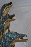 Three Dolphins Fountain Bronze Statue Home Decorative Overreach Each Other - Perfect for Christmas Holiday & Ocean Theme Decoration - 22"x 15"x 68"H