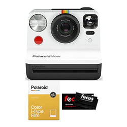 Polaroid Originals Now i-Type Instant Film Camera (Black and White) with Color Instant Film and Microfiber Cleaning Cloth Bundle (3 Items)