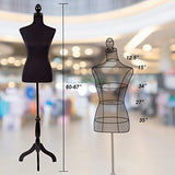 Mannequin Dress Form Female Dress Model Torso Display Mannequin Body 60-67 Inch Height Adjustable Tripod Stand