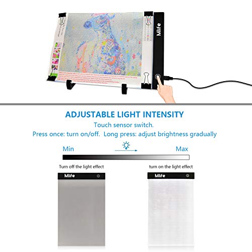 Mlife Diamond Painting A4 LED Light Pad - Dimmable Light Board Kit, Apply  to Full Drill & Partial Drill 5D Diamond Painting with Detachable Stand and