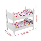 1/12 Scale Dollhouse Bed Miniature Mini Bunk Bed Set Dollhouse Furniture DIY Kit for Children Kids Creative Birthday Handcraft Gift 3.2x5.4x4.7 Inch
