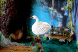 Miniature Swan Cotton Felt Bird, Dollhouse Decor Toy BJD Doll Accessories 1.8