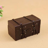 HotMall 1:12 Doll House Miniature Vintage Wood Faux Leather Suitcase Mini Luggage Box - Brown