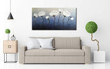 Wieco Art White Poppy Abstract Botanic Paintings Wall Art on Canvas Mordern Canvas Wall Art for Living Room Bedroom Wall Decor Contemporary Artwork for Home Decorations FL1131-50100