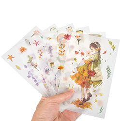 Kawaii Japanese Washi Girl Stickers Sheet - 12 monthly Cute Fashion Aesthetic Stationary Sticker pack for Kid Arts Crafts Scrapbooking Journaling Album DIY Diary Decoration Gift Decor Label Tool(12 Sheets November）