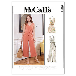 McCall's Misses' Knit Romper and Jumpsuit Sewing Pattern Kit, Code M8218, Sizes 6-8-10-12-14, Multicolor