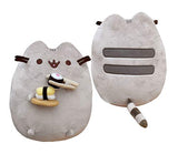 GUND Pusheen Birthday Cake Plush Stuffed Animal Cat, 9.5" & Pusheen Snackables Sushi Chopsticks Plush Stuffed Animal Cat, 9.5"