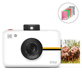 Kodak 2"x3" Premium Zink Photo Paper (100 Sheets) & Step Camera Instant Camera with 10MP Image Sensor, ZINK Zero Ink Technology, Built-In Flash & 6 Picture Modes | White.