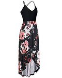 KILIG Women's V Neck Sleeveless Casual Summer Sundresses Asymmetrical Patchwork Floral Maxi Dresses (Floral-I, Medium)
